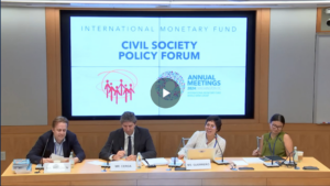 Video still from International Monetary Fund—Civil Society Policy Forum