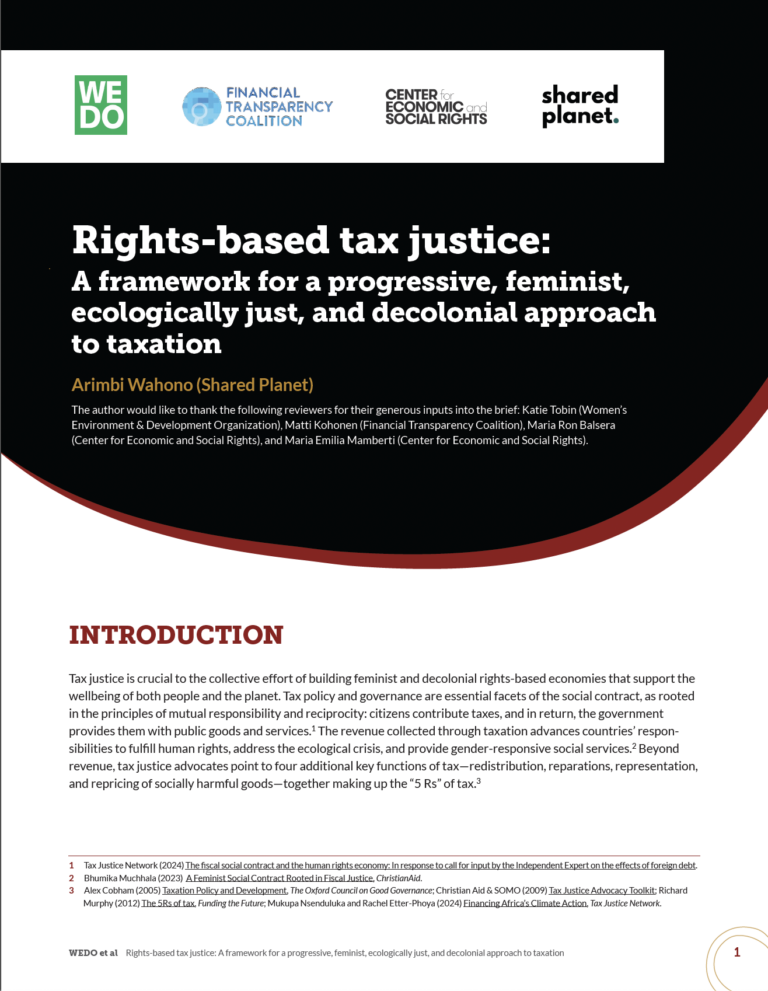 Rights-based tax justice: A framework for a progressive, feminist, ecologically just, and decolonial approach to taxation